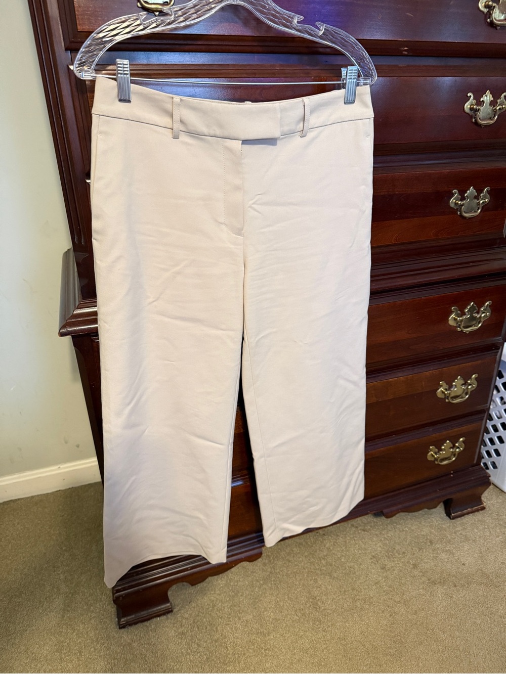 Tahari Cream Wide-Leg Trousers